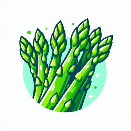 Vector illustration of fresh green asparagus on white background. Healthy food.のイラスト素材