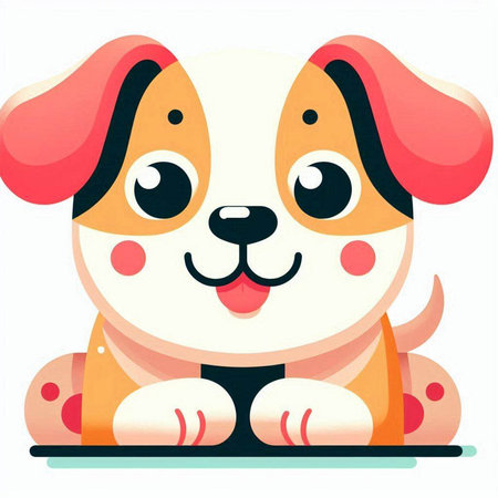Cute cartoon dog sitting and looking at camera. Vector illustration.のイラスト素材