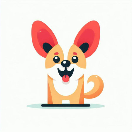 Funny cartoon dog character. Vector illustration in a flat style.のイラスト素材