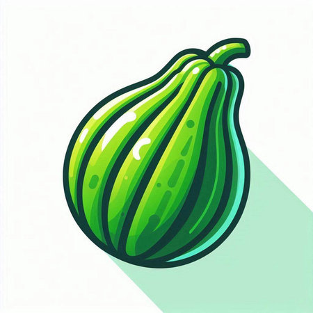 Pumpkin icon. Vector illustration of a fresh green pumpkin.のイラスト素材