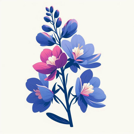 Blue crocus flower isolated on white background. Hand drawn vector illustration.のイラスト素材