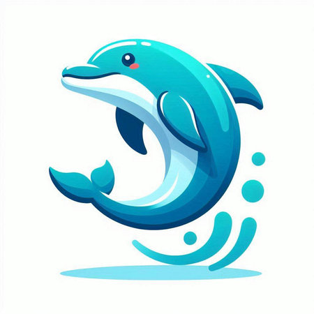 Vector illustration of a dolphin in a flat style on a white background.のイラスト素材