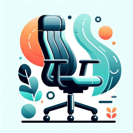Vector illustration of modern office chair in flat style with abstract background.のイラスト素材