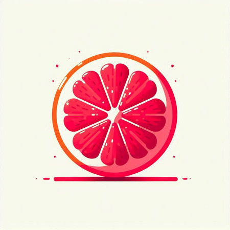 Grapefruit vector illustration. Juicy slice of citrus fruit.のイラスト素材