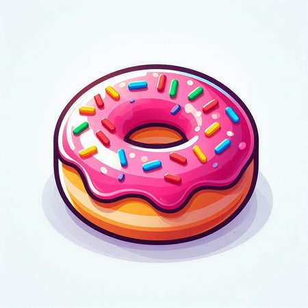 Donut with pink glaze and sprinkles. Vector illustration.のイラスト素材