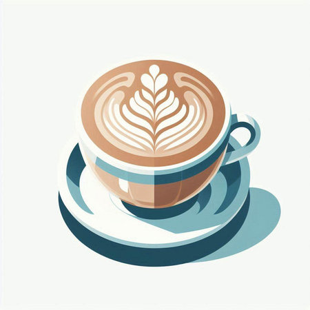 Cup of cappuccino with latte art. Vector illustrationのイラスト素材