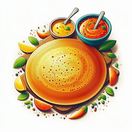 Illustration of a bowl of vegetable soup with lemons and spicesのイラスト素材