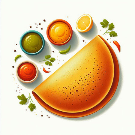 Illustration of a set of different sauces on a white background.のイラスト素材