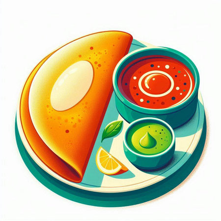 Pancakes with sauce and lime on a white background. Vector illustration.のイラスト素材