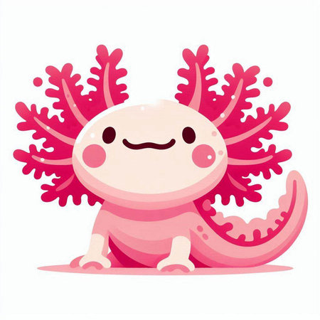 Cute kawaii pink octopus. Vector illustration isolated on white background.のイラスト素材
