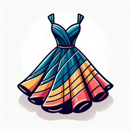 Wedding dress. Vector illustration of a woman's dress.のイラスト素材