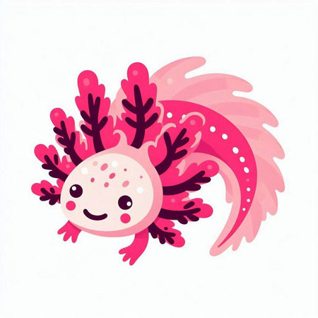 Cute pink sea animal. Cartoon vector illustration isolated on white background.のイラスト素材