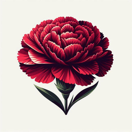 Beautiful red carnation flower isolated on white background. Vector illustration.のイラスト素材