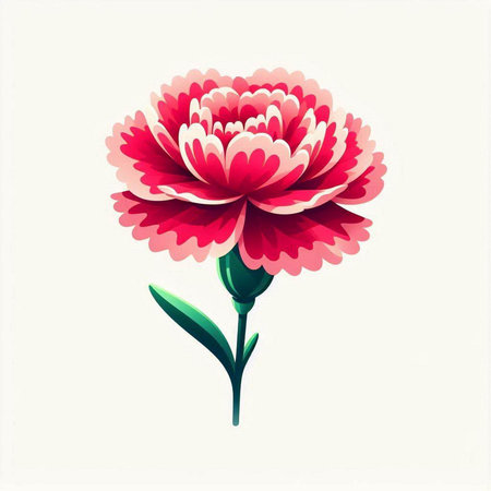 Beautiful pink carnation flower isolated on white background. Vector illustration.のイラスト素材