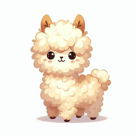 Cute cartoon alpaca isolated on white background. Vector illustration.のイラスト素材