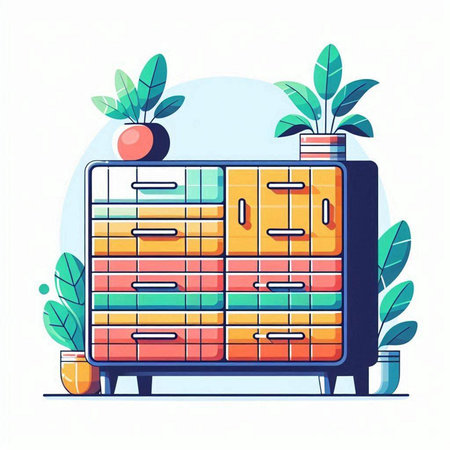 Furniture design concept. Vector illustration in flat cartoon style.のイラスト素材