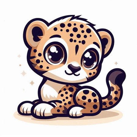Cute cartoon cheetah isolated on white background. Vector illustration.のイラスト素材