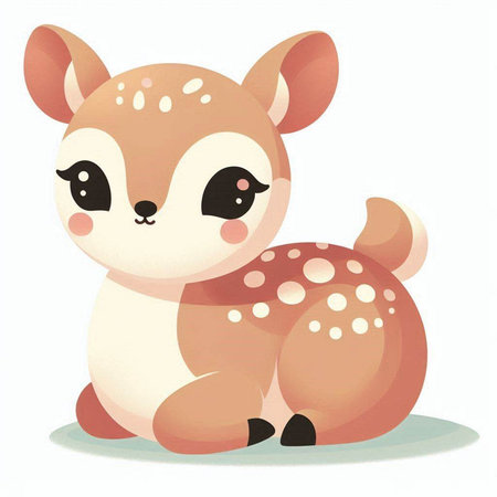 Cute baby deer isolated on a white background. Vector illustration.のイラスト素材