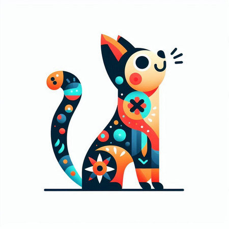 Cute cat in ethnic style. Vector illustration for your design.のイラスト素材