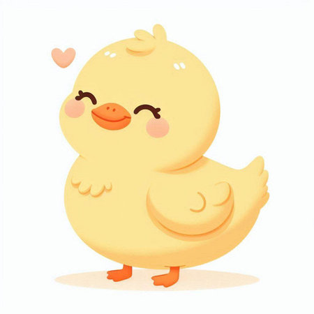 Cute cartoon baby duckling isolated on white background. Vector illustration.のイラスト素材
