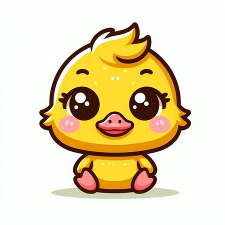 Cute baby chicken cartoon vector illustration. Cute little chicken mascot.のイラスト素材