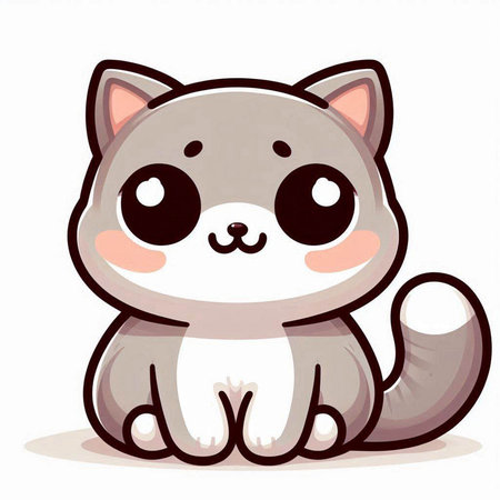 Cute cartoon cat isolated on white background. Vector illustration for your designのイラスト素材