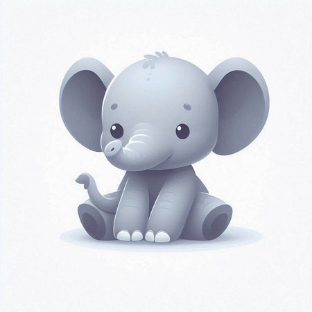 Cute little baby elephant isolated on a white background. Vector illustration.のイラスト素材