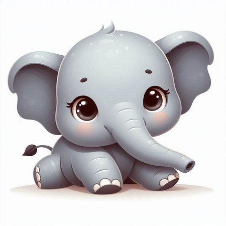 Cute baby elephant isolated on a white background. Vector illustration.のイラスト素材