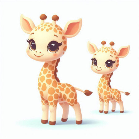 Cute cartoon giraffes on a white background. Vector illustration.のイラスト素材