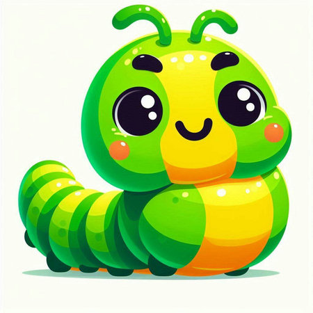 Cute cartoon caterpillar. Vector illustration isolated on white background.のイラスト素材