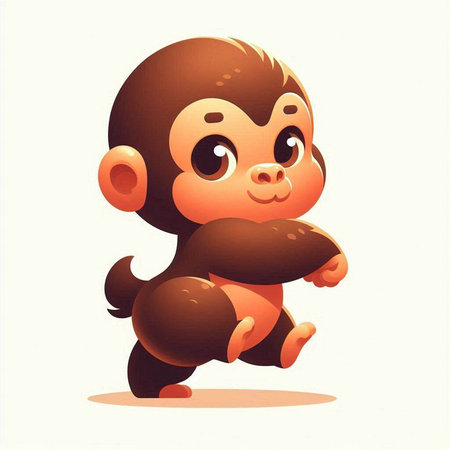 Cute little monkey isolated on white background. Vector cartoon illustration.のイラスト素材