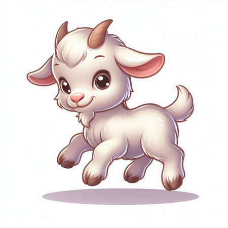 Cute cartoon goat on white background. Vector illustration for your designのイラスト素材