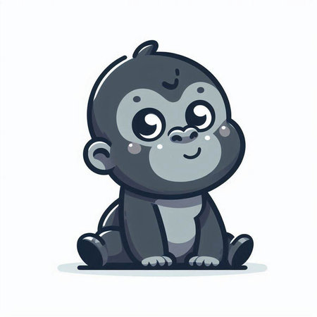 Cute baby gorilla. Vector illustration in cartoon style isolated on white background.のイラスト素材