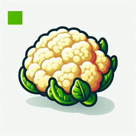 Cauliflower vegetable cartoon vector illustration. Cauliflower icon.のイラスト素材