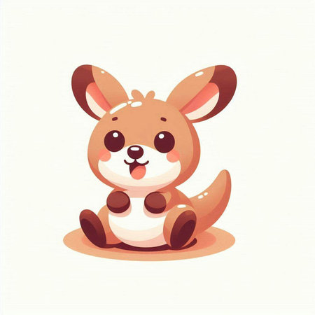 Cute kangaroo cartoon vector illustration. Cute kangaroo character.のイラスト素材