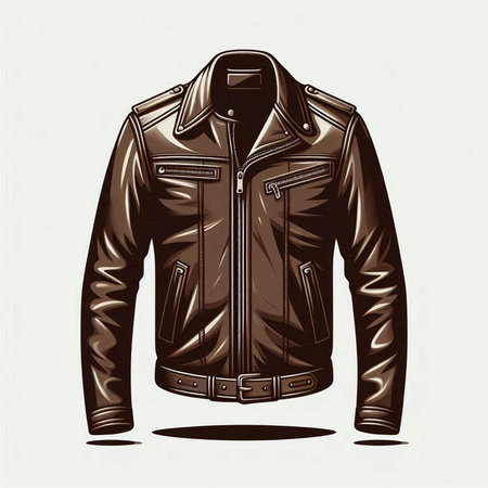 Vintage leather jacket isolated on a white background. Vector illustration.のイラスト素材