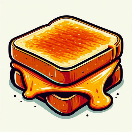 Sandwich. Vector illustration of a sandwich with butter and honey.のイラスト素材