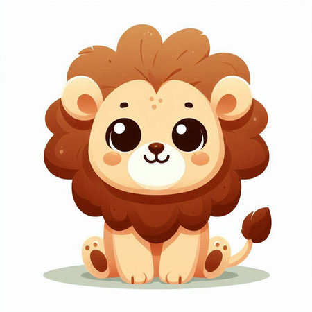 Cute cartoon lion. Vector illustration isolated on a white background.のイラスト素材