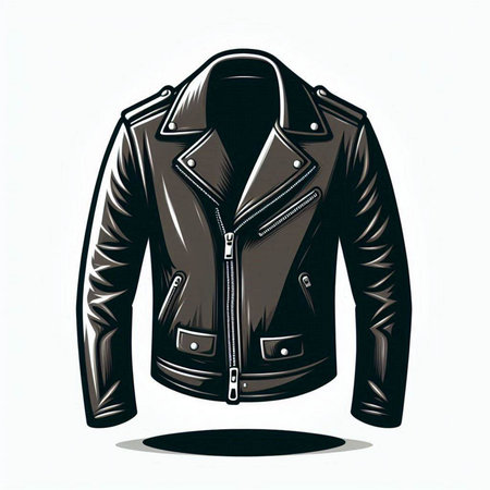 Black leather jacket isolated on a white background. Vector illustration in sketch style.のイラスト素材