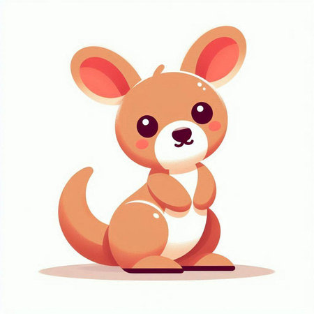 Cute kangaroo isolated on white background. Vector illustration.のイラスト素材