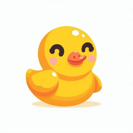 Cute yellow rubber duck on a white background. Vector illustration.のイラスト素材