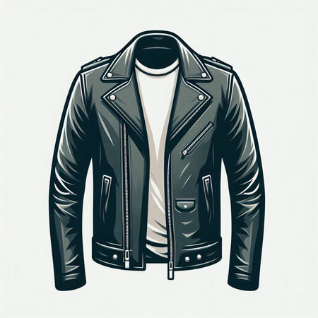 Men's leather jacket isolated on a white background. Vector illustration.のイラスト素材