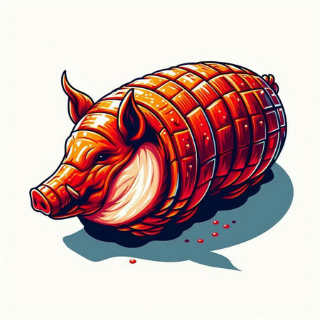 Boar isolated on white background. Vector illustration in retro style.のイラスト素材