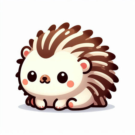 Cute cartoon hedgehog. Vector illustration isolated on white background.のイラスト素材