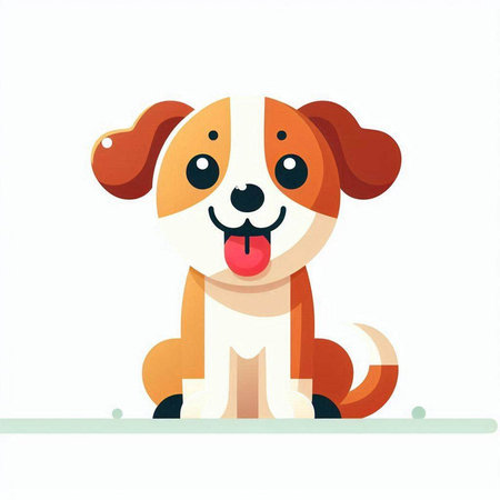 Cute cartoon dog with tongue out. Vector illustration on white background.のイラスト素材