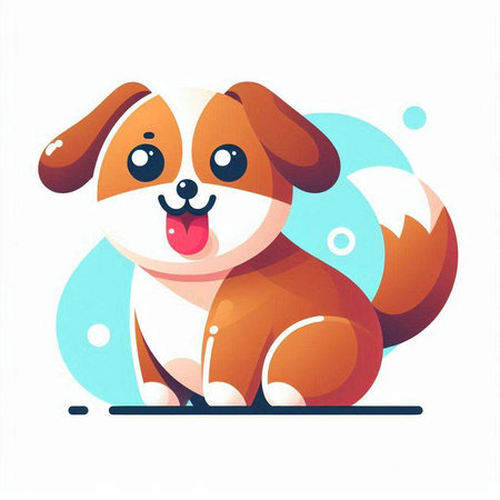 Cute dog vector illustration. Cute cartoon pet in flat style.のイラスト素材