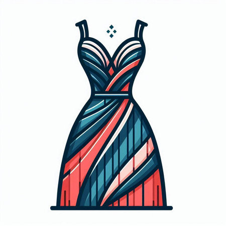 Dress vector icon isolated on white background. Hand drawn fashion illustration.のイラスト素材