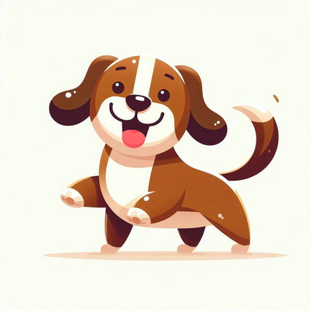 Cute cartoon dog. Vector illustration in a flat style on a white background.のイラスト素材