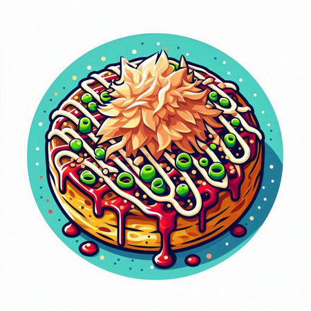 Illustration of a donut decorated with icing and glaze.のイラスト素材