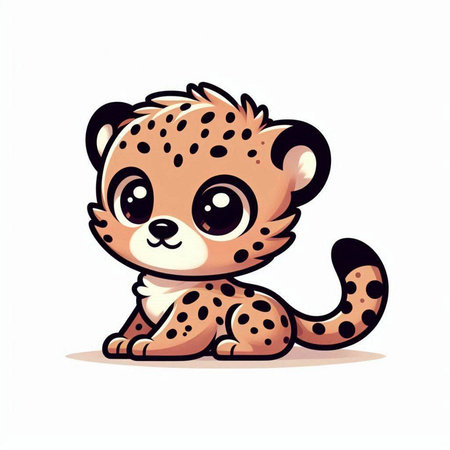 Cute cartoon cheetah. Vector illustration. Isolated on white background.のイラスト素材